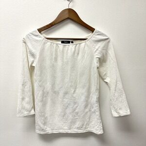 Theory Ennalyn Smocked‎ Off the Shoulder Top Off White S